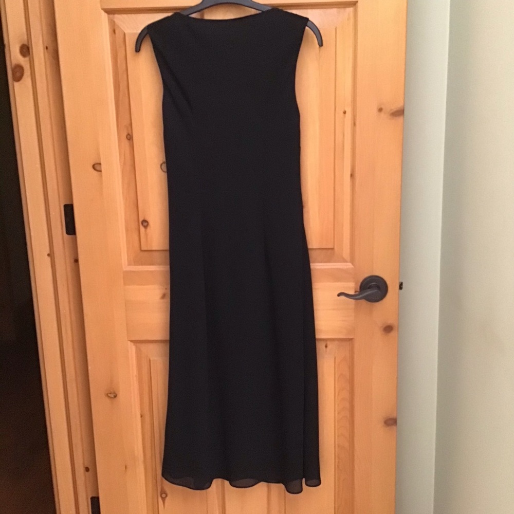 Chic Black Midi Slip Dress with Rhinestone Shoulder Accents - Picture 4 of 5